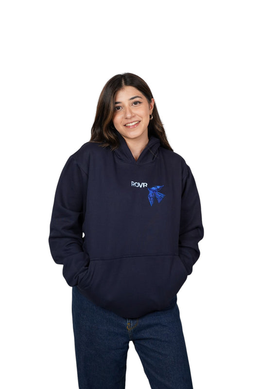 "SunBird" Navy Drop Shoulder Hoodie