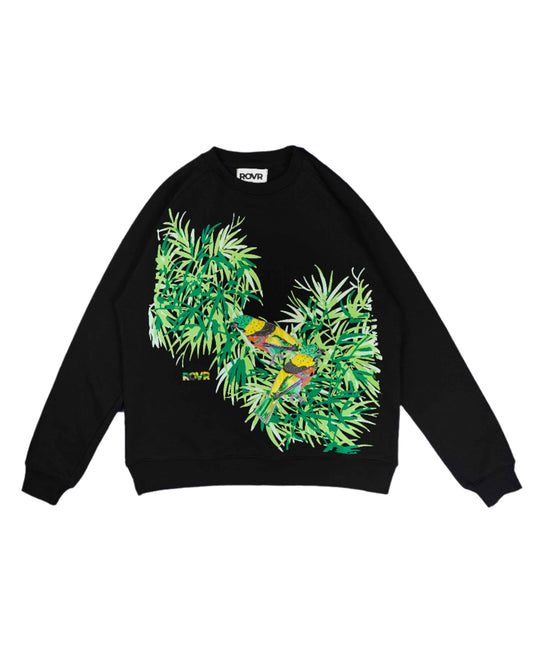 Hand Embroidered Parrot & Leaf SweatShirt