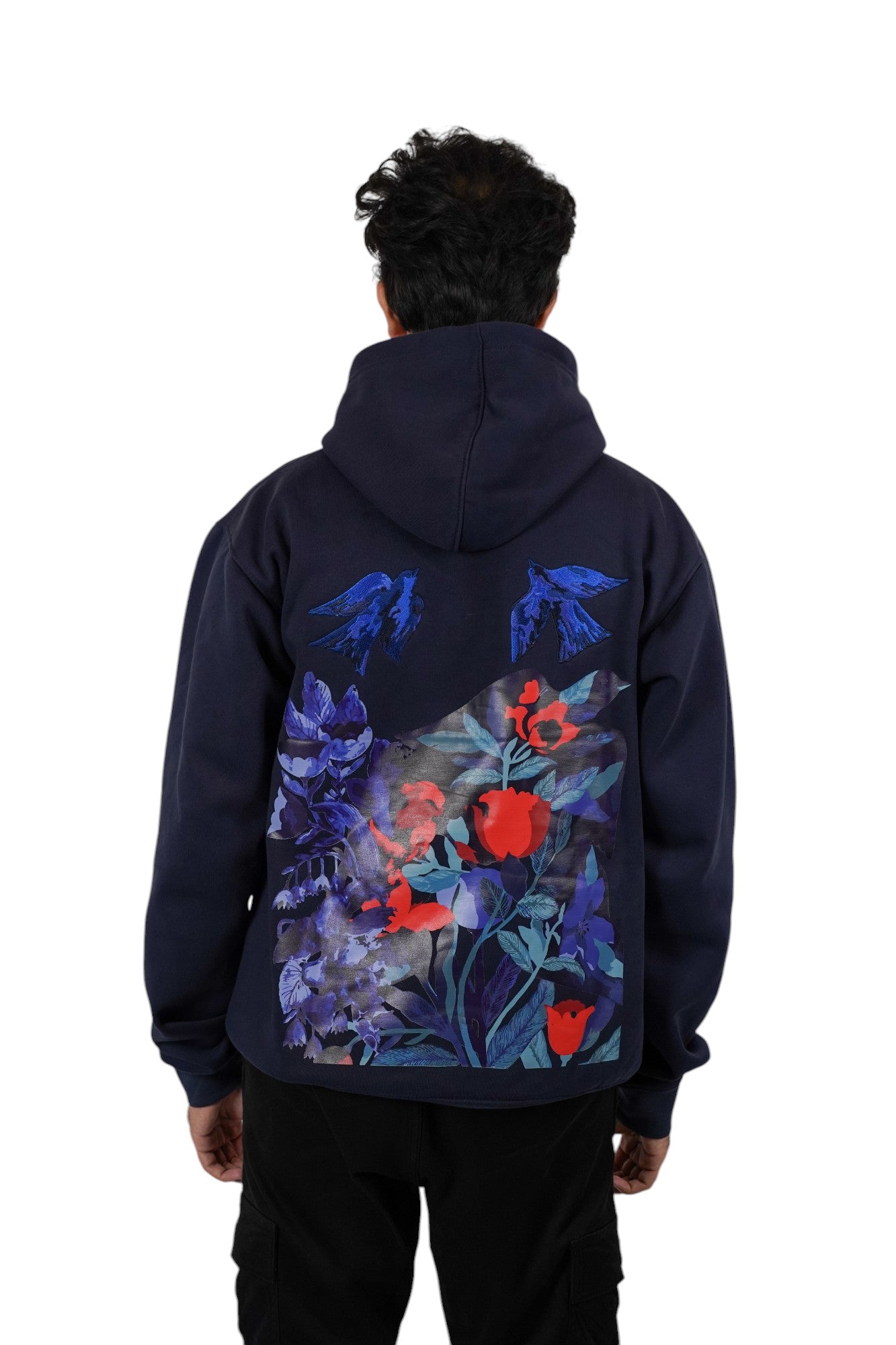 "SunBird" Navy Drop Shoulder Hoodie