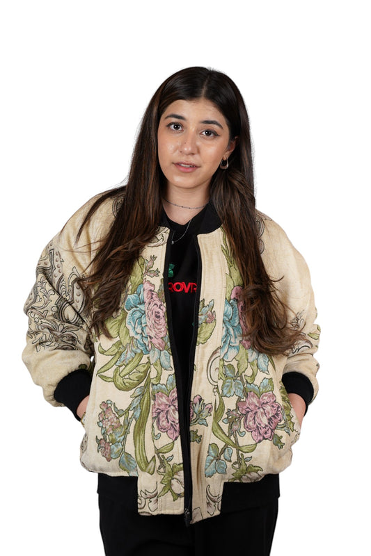 Jacquard Bouqet Bomber Jacket