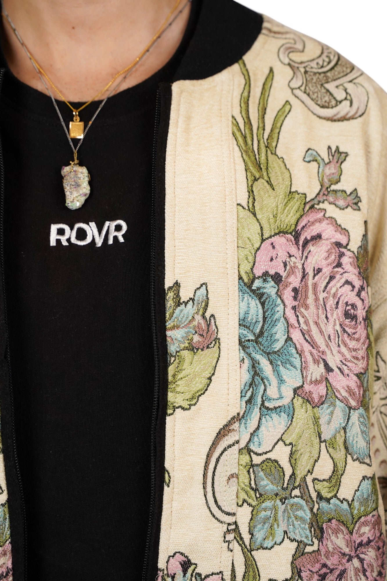 Jacquard Bouqet Bomber Jacket