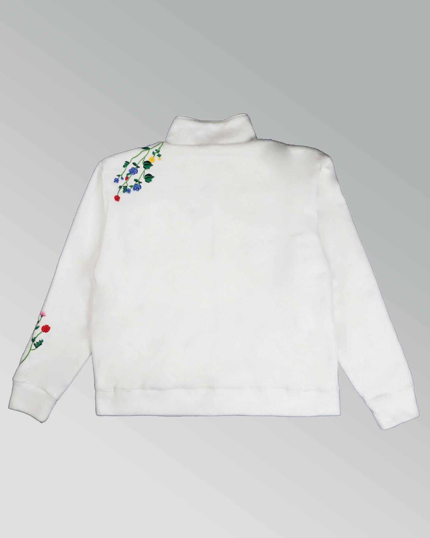 Hand Embroidered White Fleece Jacket