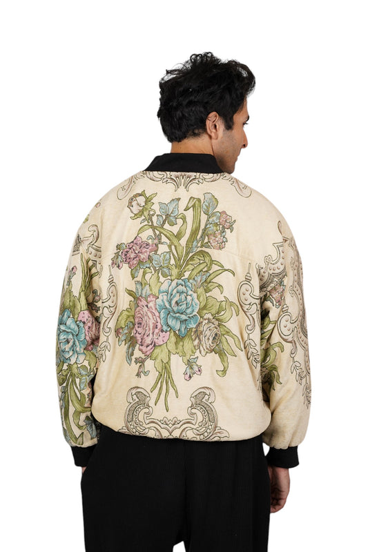 Jacquard Bouqet Bomber Jacket