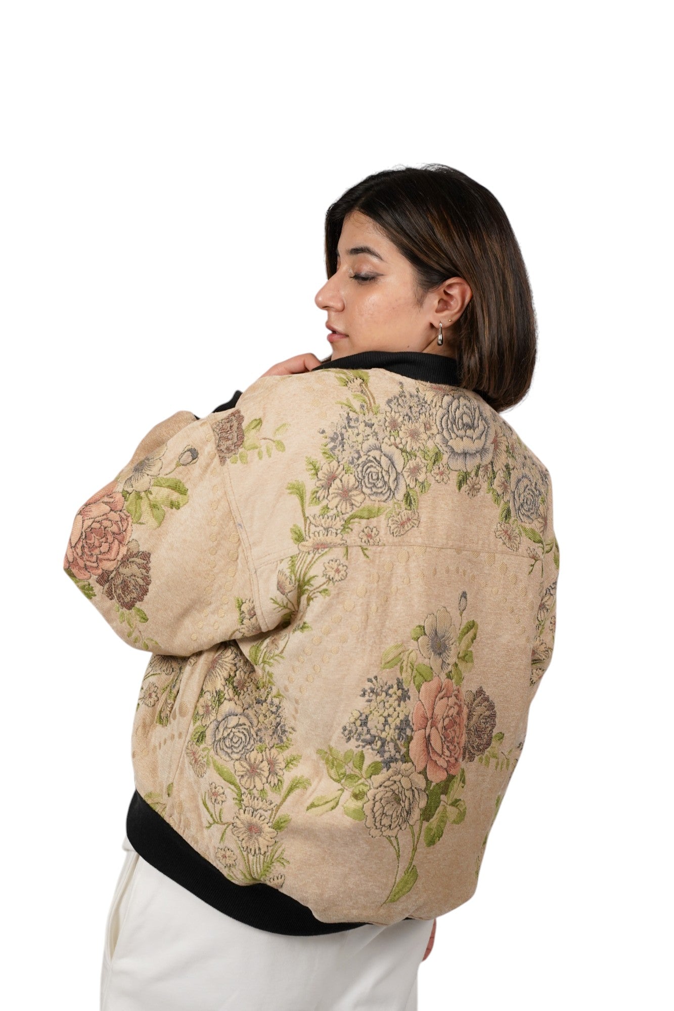 Jacquard Flower Bomber Jacket