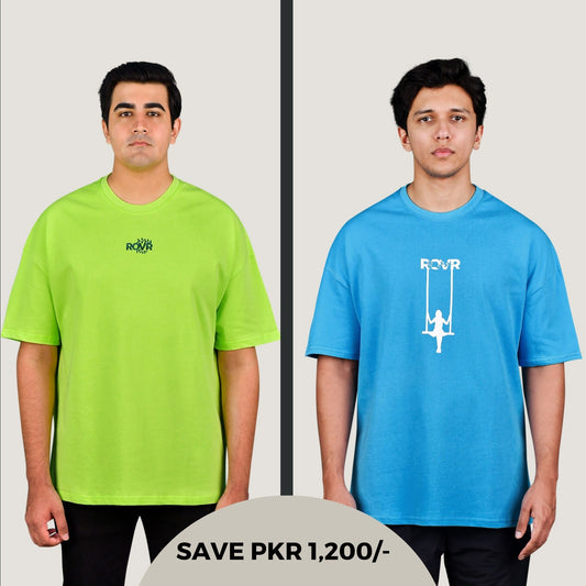 SkyBlue & LimeGreen Logo Shirt Bundle