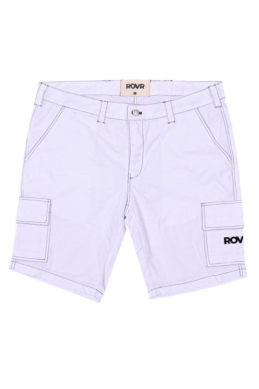 White Bermuda Shorts with Black Thread