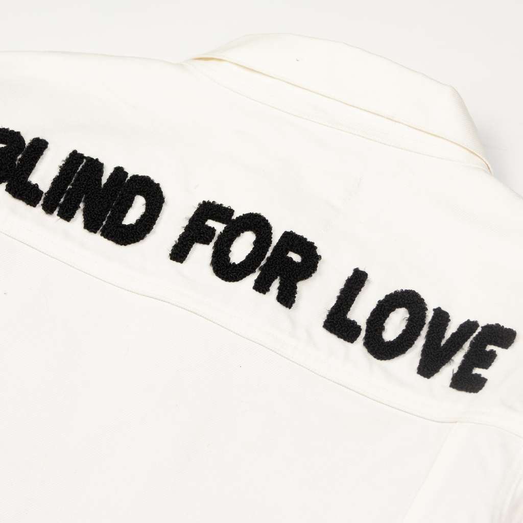 "BlindForLove" White Denim Jacket