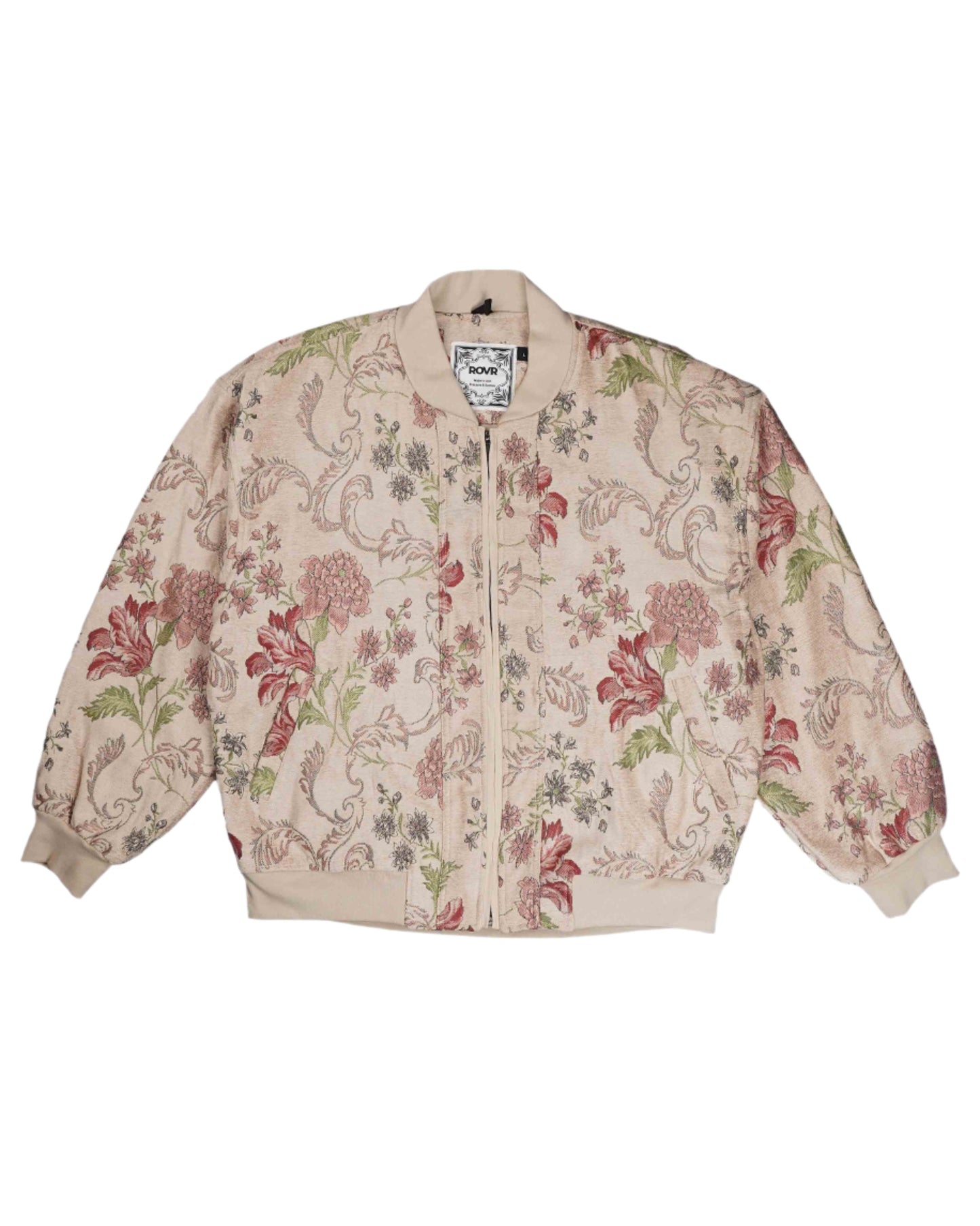 Jacquard Red Flower Bomber Jacket